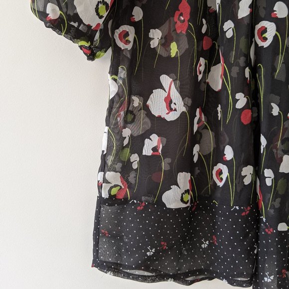 Chiffon Low Cut Flowy Floral Top/Blouse - Picture 3 of 5